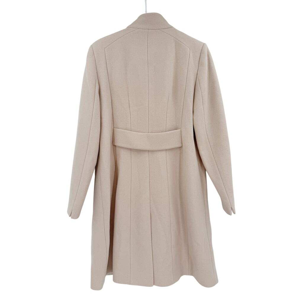 REISS Coat Size 12 NEW Maya Wool Blend Slim Wrap Collar Jacket Cream Tan $620 - Picture 10 of 13